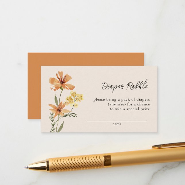 Niedliche Wildblume Kinderdusche Windelwanne Begleitkarte (Vorderseite/Rückseite Beispiel)