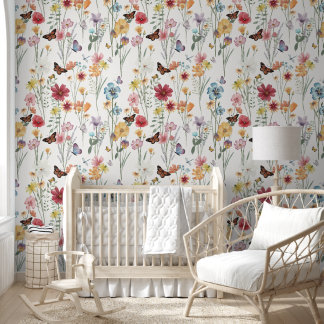 Niedliche Wildblume Kinderzimmer Floral und Butter Tapete