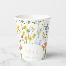 Niedliche Wildblumen Babydusche Pappbecher