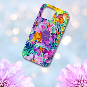 Niedliche Wildblumen Farbenfrohe Blüten Mit Monogr Case-Mate iPhone Hülle