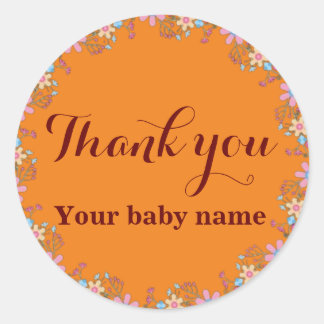 Niedliche Wildblumen Kinderdusche Danke Runder Aufkleber