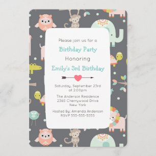 Niedliche Wilde Tiere Geburtstagsparty einladen Einladung