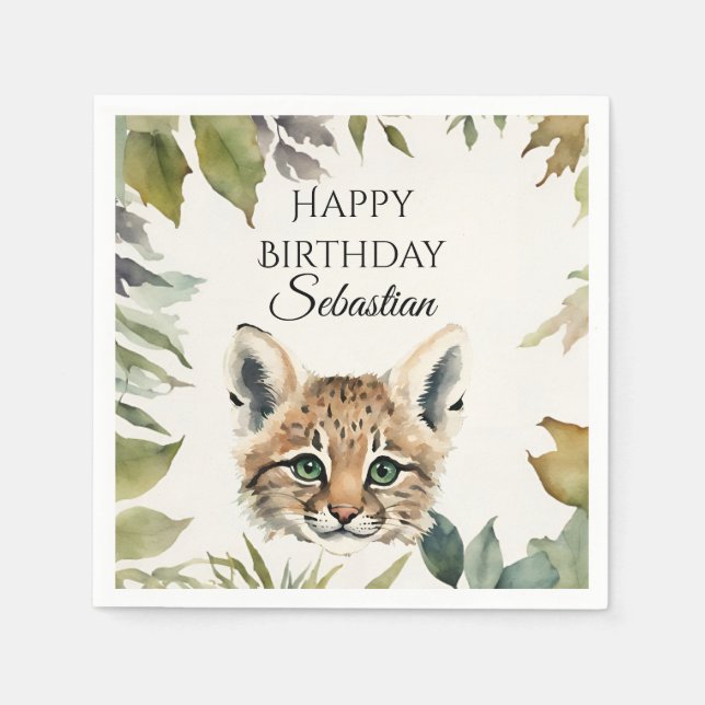 Niedliche Wildkatze-Waldtierpartei Serviette (Vorderseite)