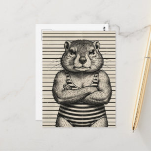 Niedliche Wildtier-Straftäter Murmeltier Postkarte