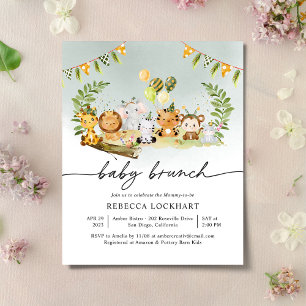 Niedliche Wildtiere Boy Baby Brunch Einladung