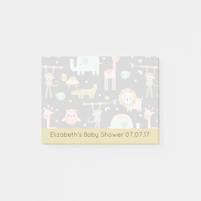 Niedliche Wildtiere Kinderzimmer Art Kinderdusche Post-it Klebezettel (Vorderseite)