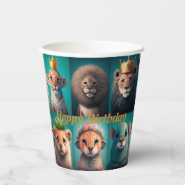 Niedliche Wildtiere mit Kronenblau Pappbecher