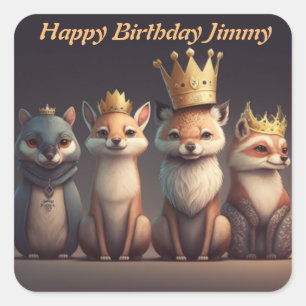 Niedliche Wildtiere mit Schlüsselanhänger Quadratischer Aufkleber