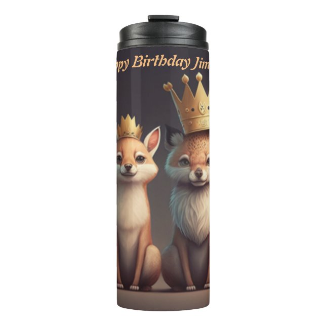 Niedliche Wildtiere tragen eine Krone Thermosbecher (Vorderseite)