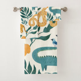 Niedliche Wildtiermuster für Jungen Badhandtuch Set