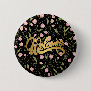 Niedliche, willkommene Blume/Tulpenwiederholung Button