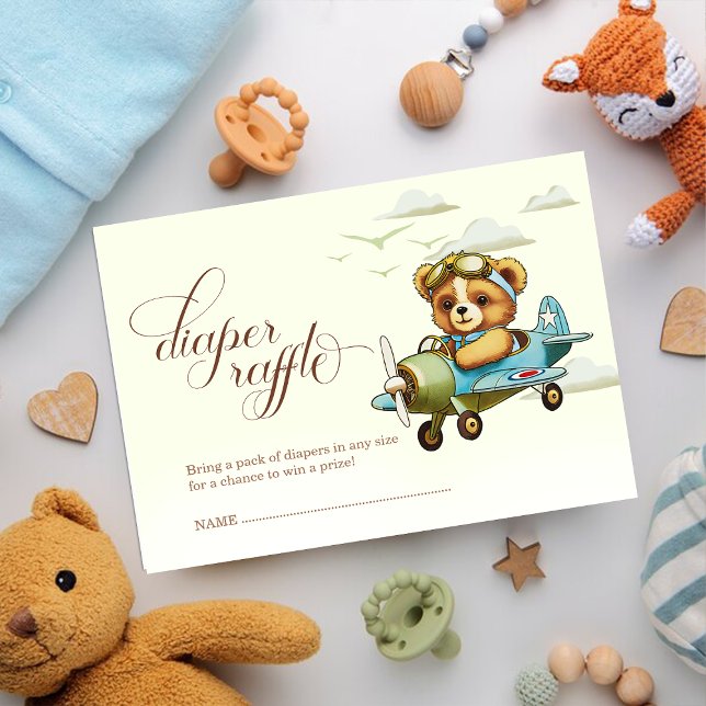 Niedliche Windel-Pilot-Windendusche Begleitkarte (Cute Tiny Pilot Baby Shower Diaper Raffle Enclosure Card)