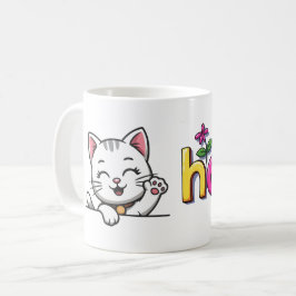 Niedliche winkende Katze Hallo Bunte Retro-Kaffeet Kaffeetasse