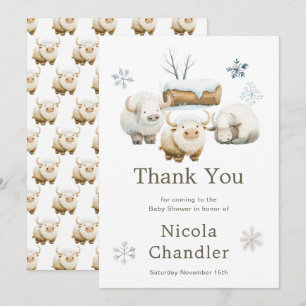 Niedliche Winter Arctic Cow Babydusche Dankeskarte