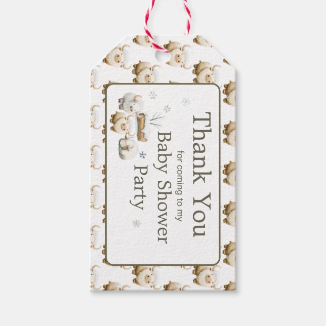 Niedliche Winter Arctic Cow Babydusche Geschenkanhänger (Vorderseite)