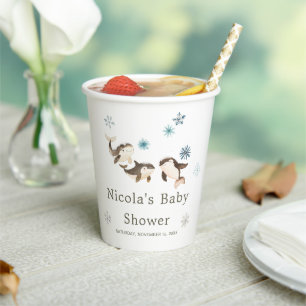 Niedliche Winter Arctic Whale Baby Dusche Pappbecher