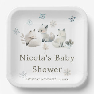 Niedliche Winter Arctic Wolf Babydusche Pappteller