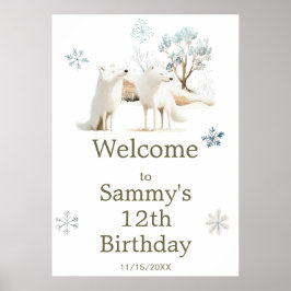 Niedliche Winter Arctic Wolf Geburtstagsparty Poster