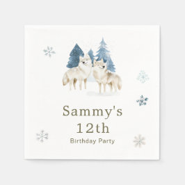 Niedliche Winter Arctic Wolf Geburtstagsparty Serviette