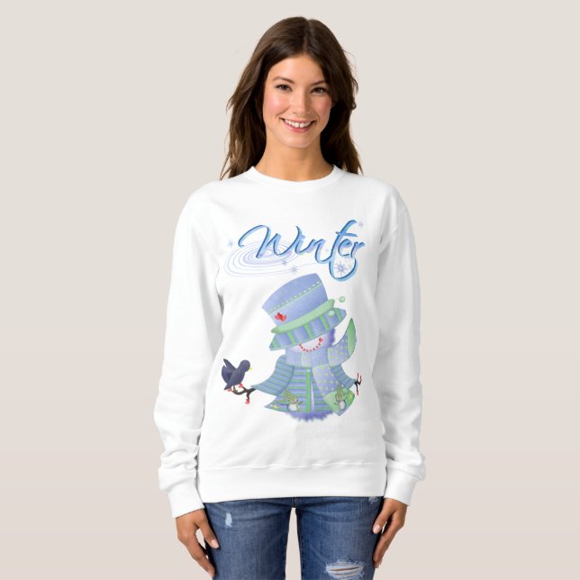 Niedliche Winter-Blues Sweatshirt (Vorne ganz)