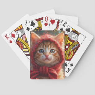 NIEDLICHE WINTER GINGER CHRISTMAS CAT-Spielkarten Spielkarten
