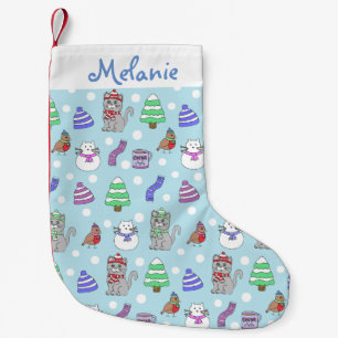 Niedliche Winter-Katzen-Collage Kleiner Weihnachtsstrumpf