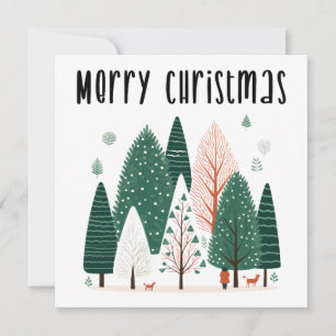 Niedliche Winter Pine Tree Familienweihnachtskarte Einladung
