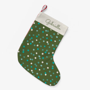 Niedliche Winter Polka Dots Grün Personalisiert Kleiner Weihnachtsstrumpf