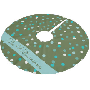Niedliche Winter Polka Dots Grün Personalisiert Polyester Weihnachtsbaumdecke
