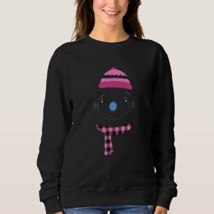 Niedliche Winter-Schneemann-Gesicht Rosa Buffalo P Sweatshirt