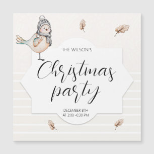 Niedliche Winter Sparrow-Aquarellbilder Magnetkarte