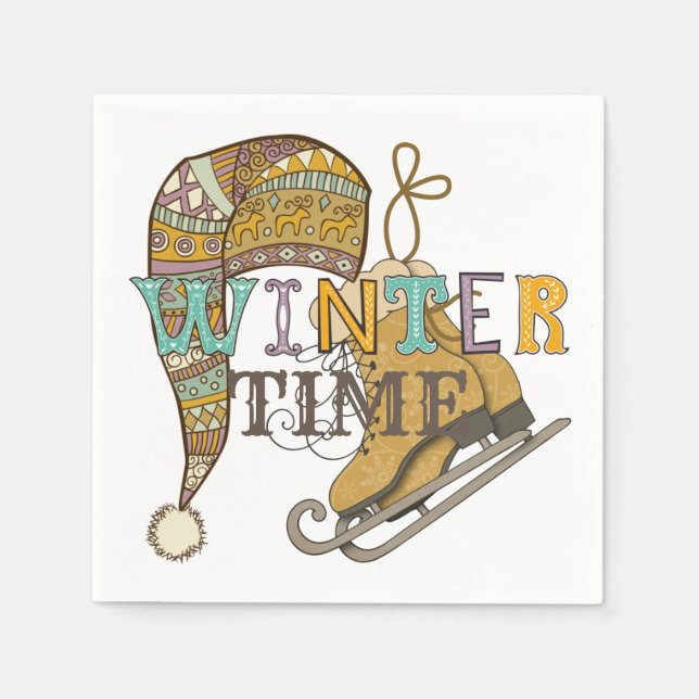 Niedliche Wintereis Skate Strick Strumpf Serviette (Vorderseite)