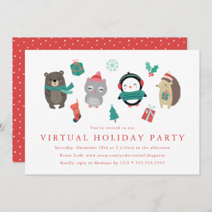 Niedliche Winterfreunde Kids Virtual Holiday Party Einladung