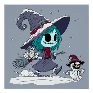 Niedliche Winterhexe Poster