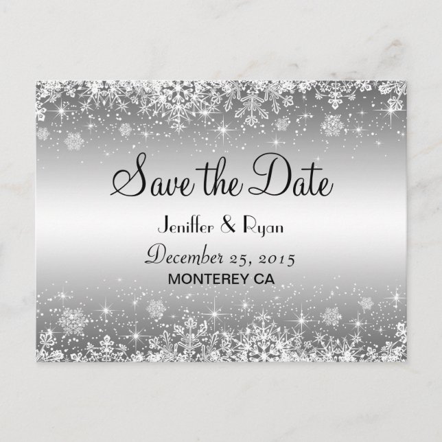 Niedliche Winterhochzeit Save the Date Postkarte (Vorderseite)