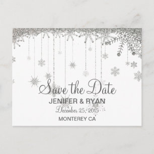 Niedliche Winterhochzeit Save the Date Postkarte
