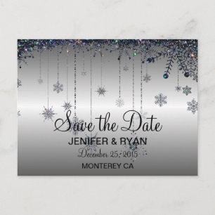 Niedliche Winterhochzeit Save the Date Postkarte
