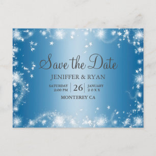 Niedliche Winterhochzeit Save the Date Postkarte