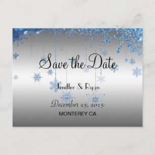 Niedliche Winterhochzeit Save the Date Postkarte