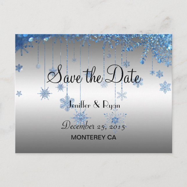Niedliche Winterhochzeit Save the Date Postkarte (Vorderseite)