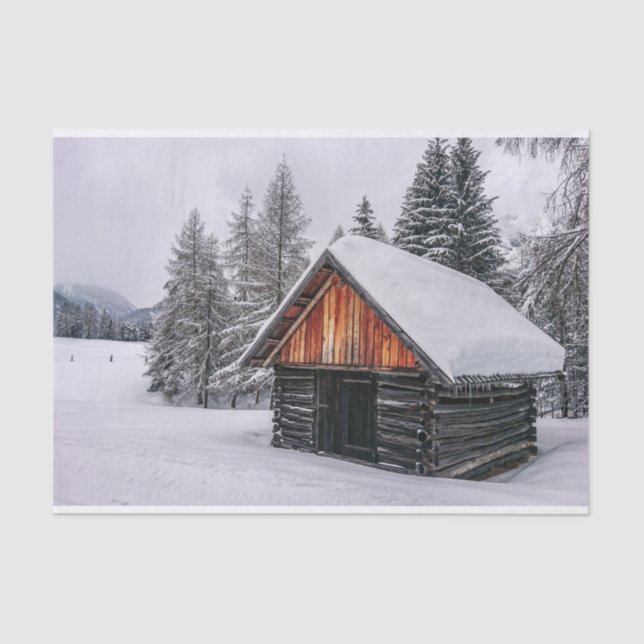 Niedliche Winterhütte je! Seidenpapier (Vorderseite)