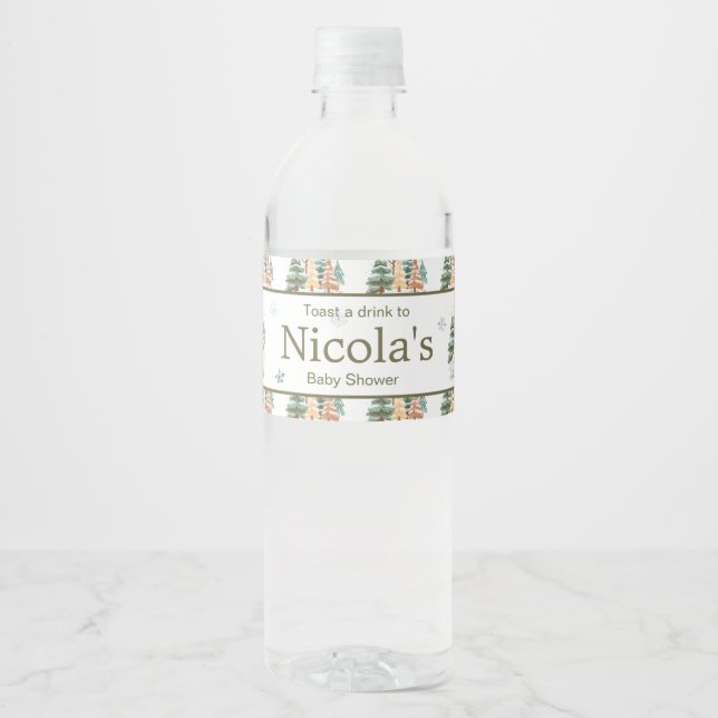 Niedliche Winterkaninchen Kinderdusche Wasserflaschenetikett (Vorderseite)