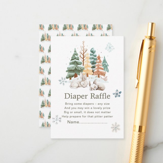 Niedliche Winterkaninchen Kinderduschmaschine Wind Begleitkarte (Vorderseite/Rückseite Beispiel)