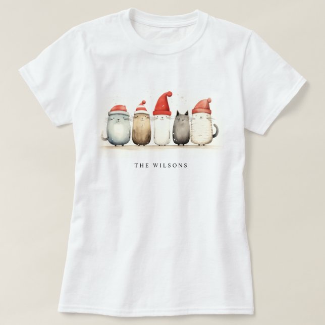 Niedliche Winterkatzen Sweater Furcht & Helle Weih T-Shirt (Design vorne)