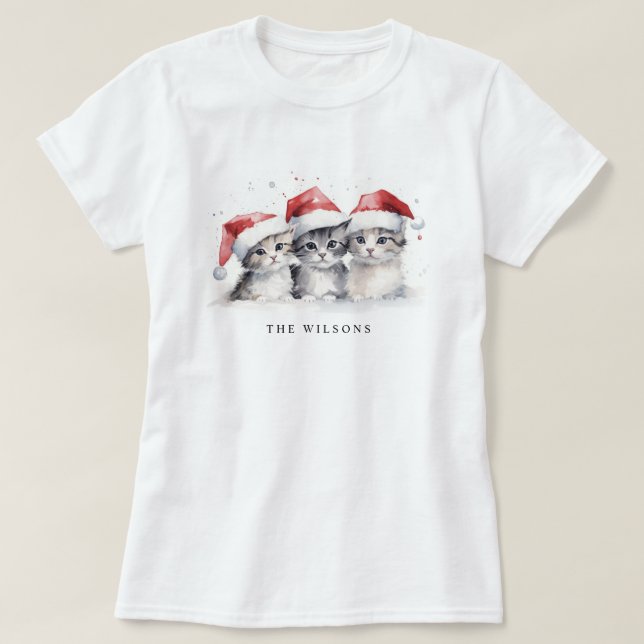 Niedliche Winterkatzen Sweater Furcht & Helle Weih T-Shirt (Design vorne)