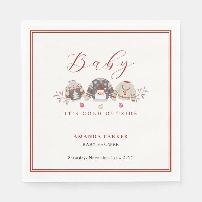 Niedliche Winterkleidung Weihnachtsdusche Serviette (Vorderseite)