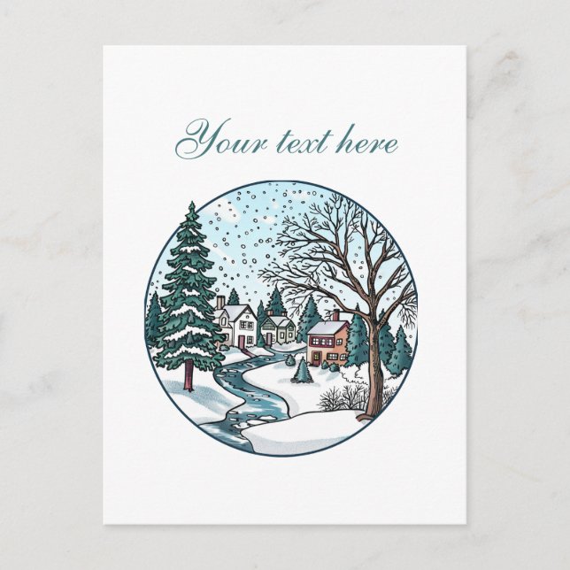 Niedliche Winterlandschaft anpassbar Postkarte (Vorderseite)