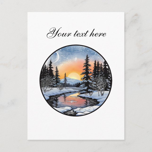 Niedliche Winterlandschaft anpassbar Postkarte (Vorderseite)