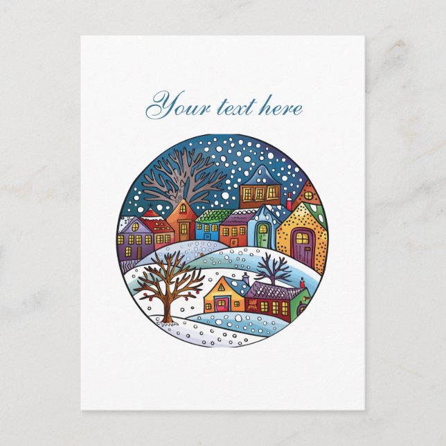 Niedliche Winterlandschaft anpassbar Postkarte (Vorderseite)