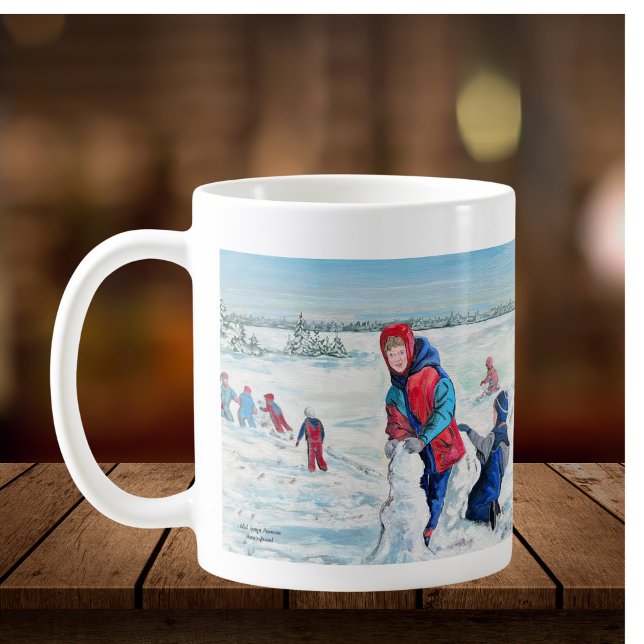 Niedliche Winterlandschaft des ersten Schneefalls Kaffeetasse (Classic Winter Landscape and Holiday Scene.)